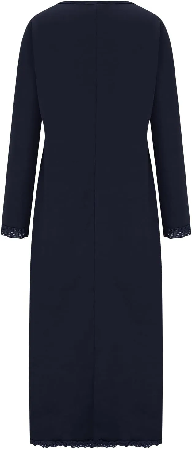 Womens Fall Casual Sweatshirt Dresses Long Sleeve Split Hem Maxi Dresses Loose Fit Ankle Length Dresses with Pockets