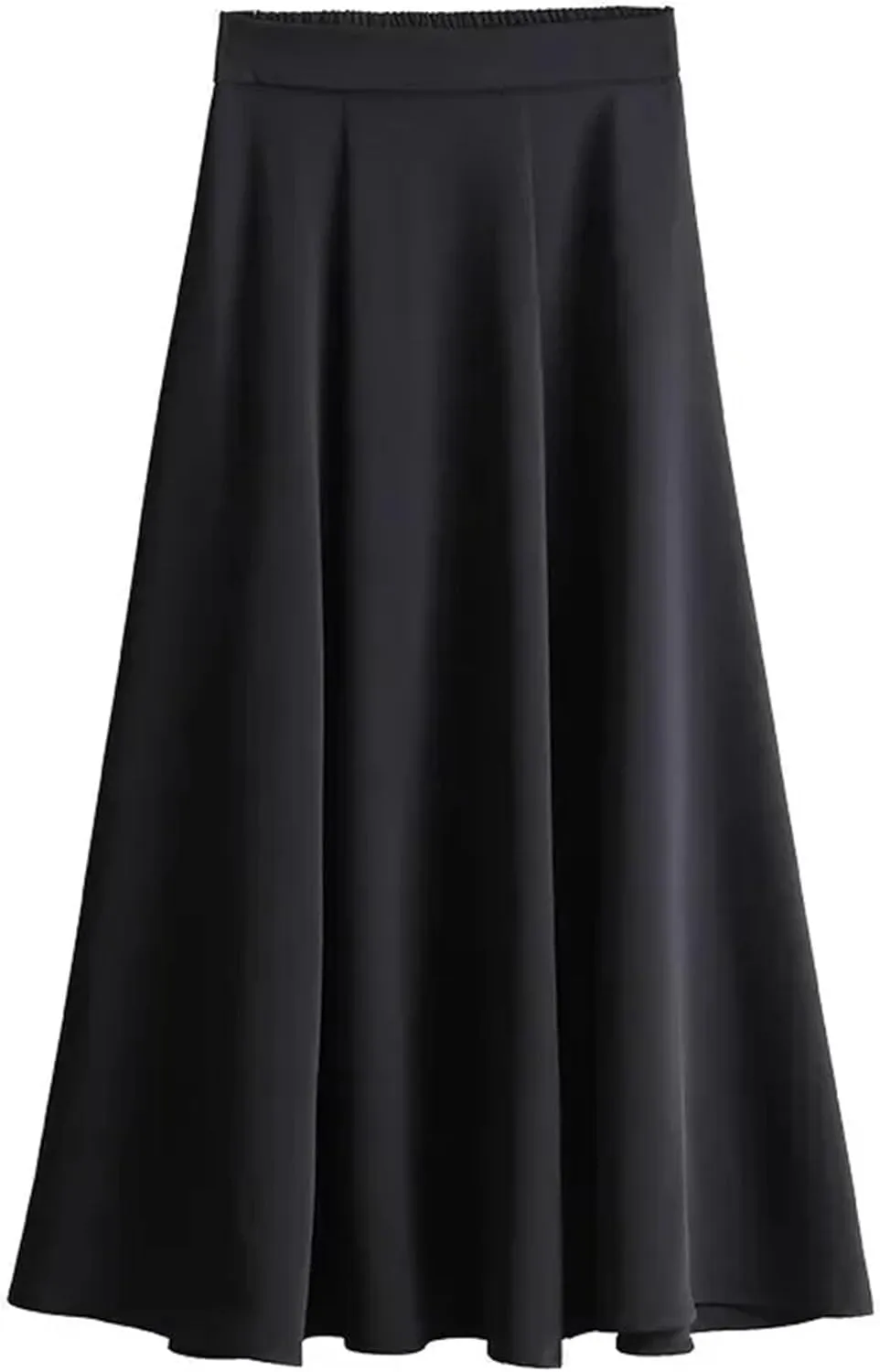 Women's High-Waisted A- Line Swing Skirt Spring Fall Warm Ruffled Midi Skirt Ankle Length Solid Color Work Wear