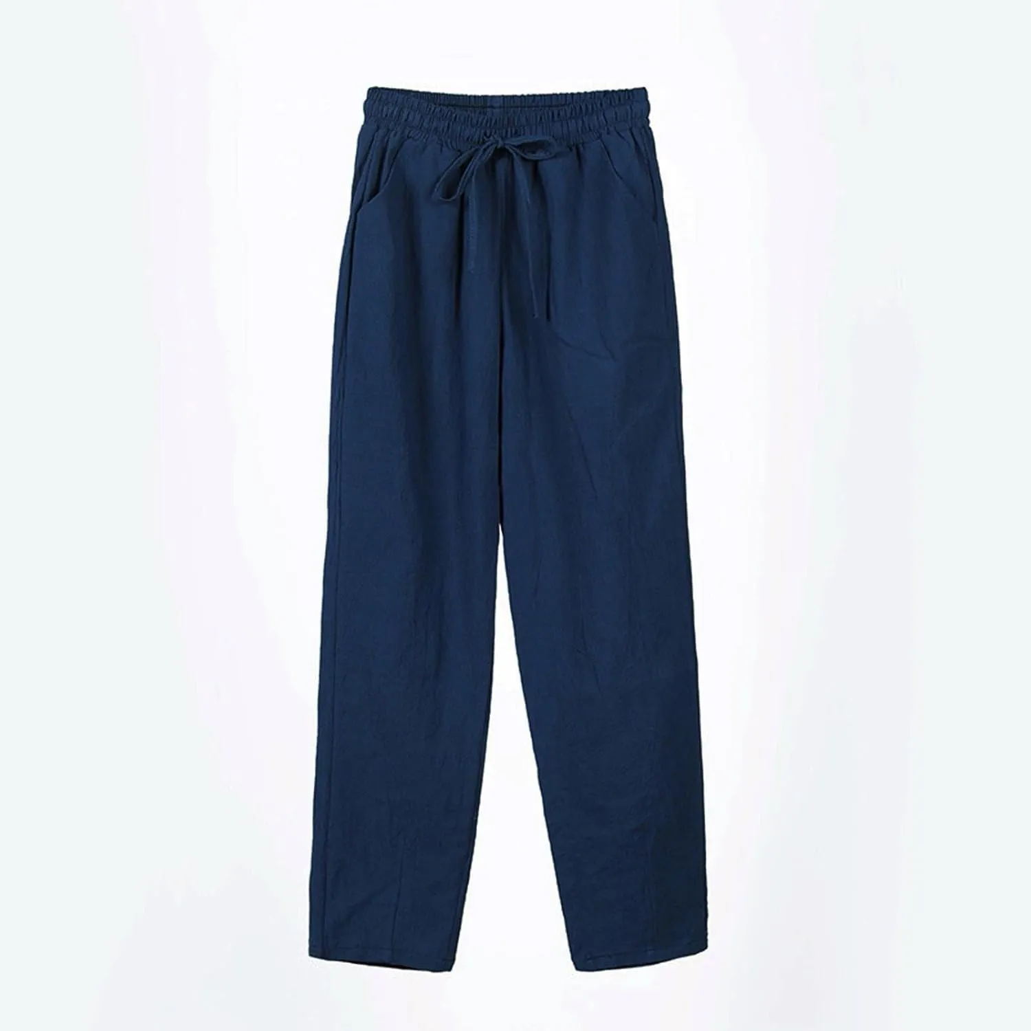 Womens Linen Pants with Pockets Summer 2025 Cropped Cotton Linen Pants Drawstring Petite Casual Beach Summer Pants