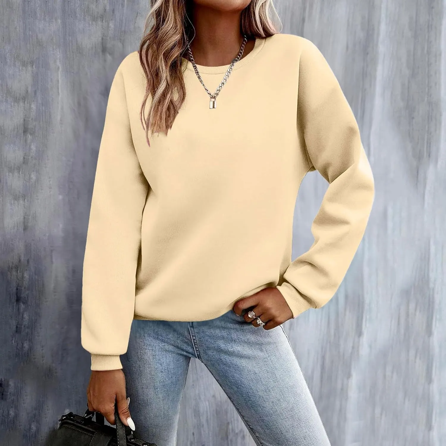 Womens Oversized Sweatshirts Cute Crewneck Long Sleeve Fleece Pullover Tops Winter Outfits Fashion Clothes 2024