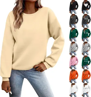 Womens Oversized Sweatshirts Cute Crewneck Long Sleeve Fleece Pullover Tops Winter Outfits Fashion Clothes 2024