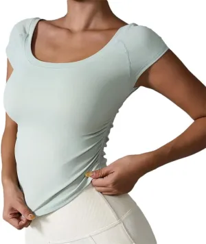 Women's Short Sleeve T-Shirts Outdoors Quick-Dry Tight Sport Fitness Casual T-Shirt