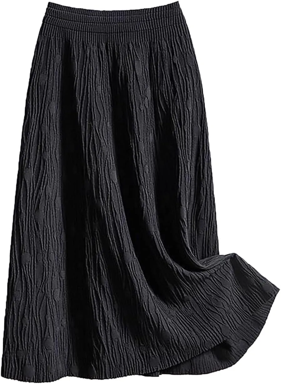 Women's Skirts Summer Elastic High Waisted Pleated Swing A-Line Skorts Casual Fashion Loose A-line Bohemian Skirt