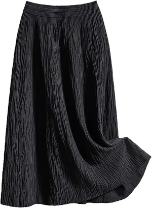 Women's Skirts Summer Elastic High Waisted Pleated Swing A-Line Skorts Casual Fashion Loose A-line Bohemian Skirt