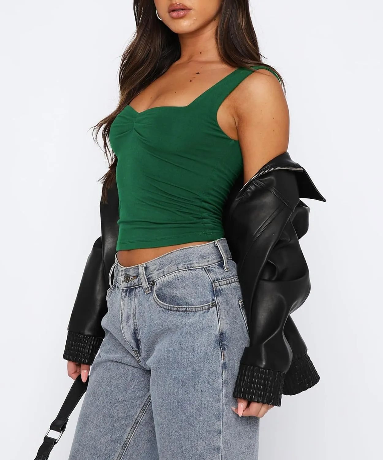 Women's Sleeveless Backless Crop Tank Top Sexy Pleated Bustier Sweetheart Neck Strappy Y2K Cami Cropped Tops