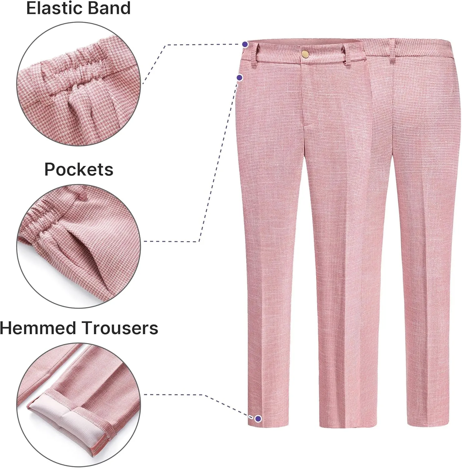 Women's Suit 2 Piece Set Business Pants Suit for Women Pinstripe Houndstooth Blazer