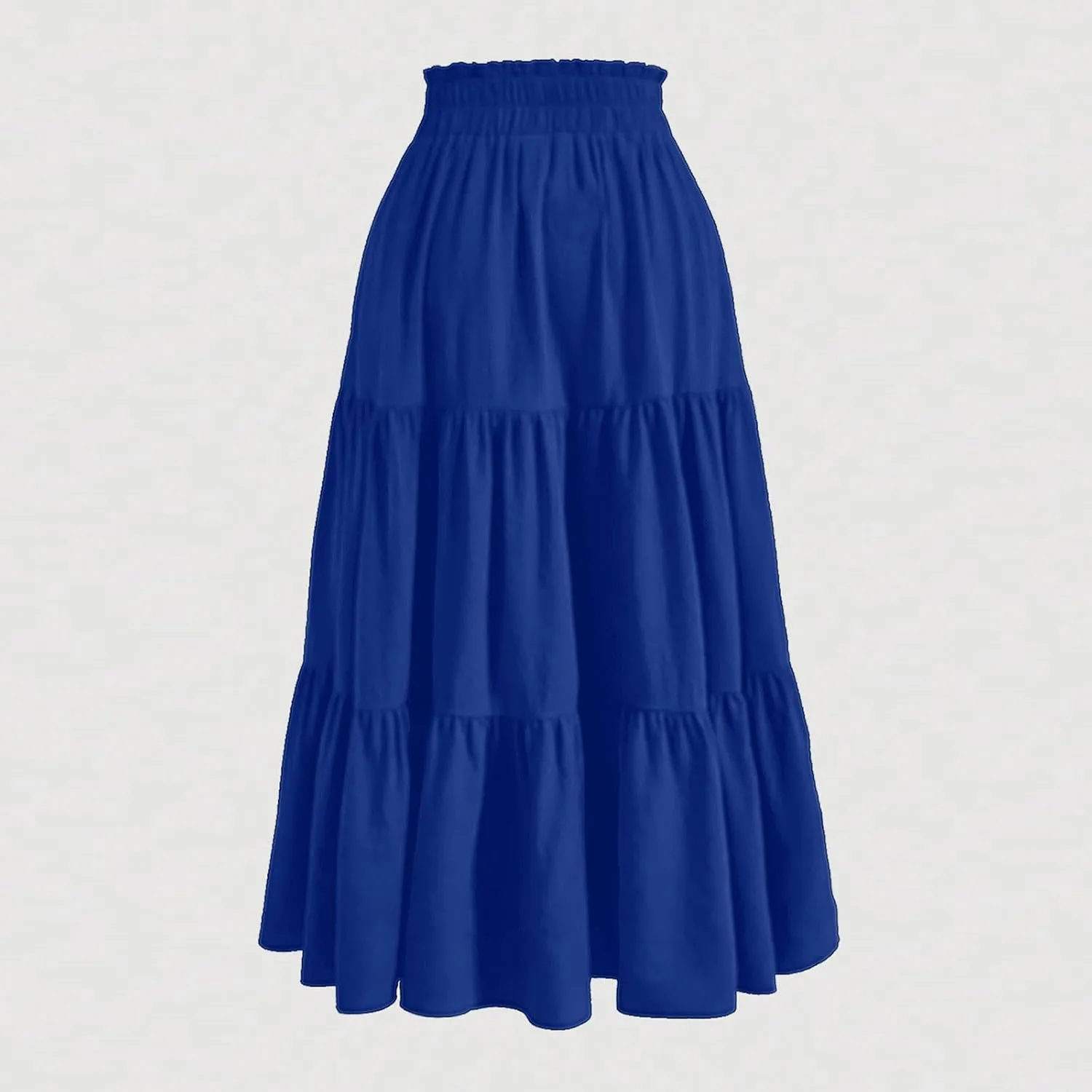 Women's Summer Bohemian Print A-Line Maxi Skirt Elastic Waist High Waist Beach Outfits Casual Tiered Long Skirt