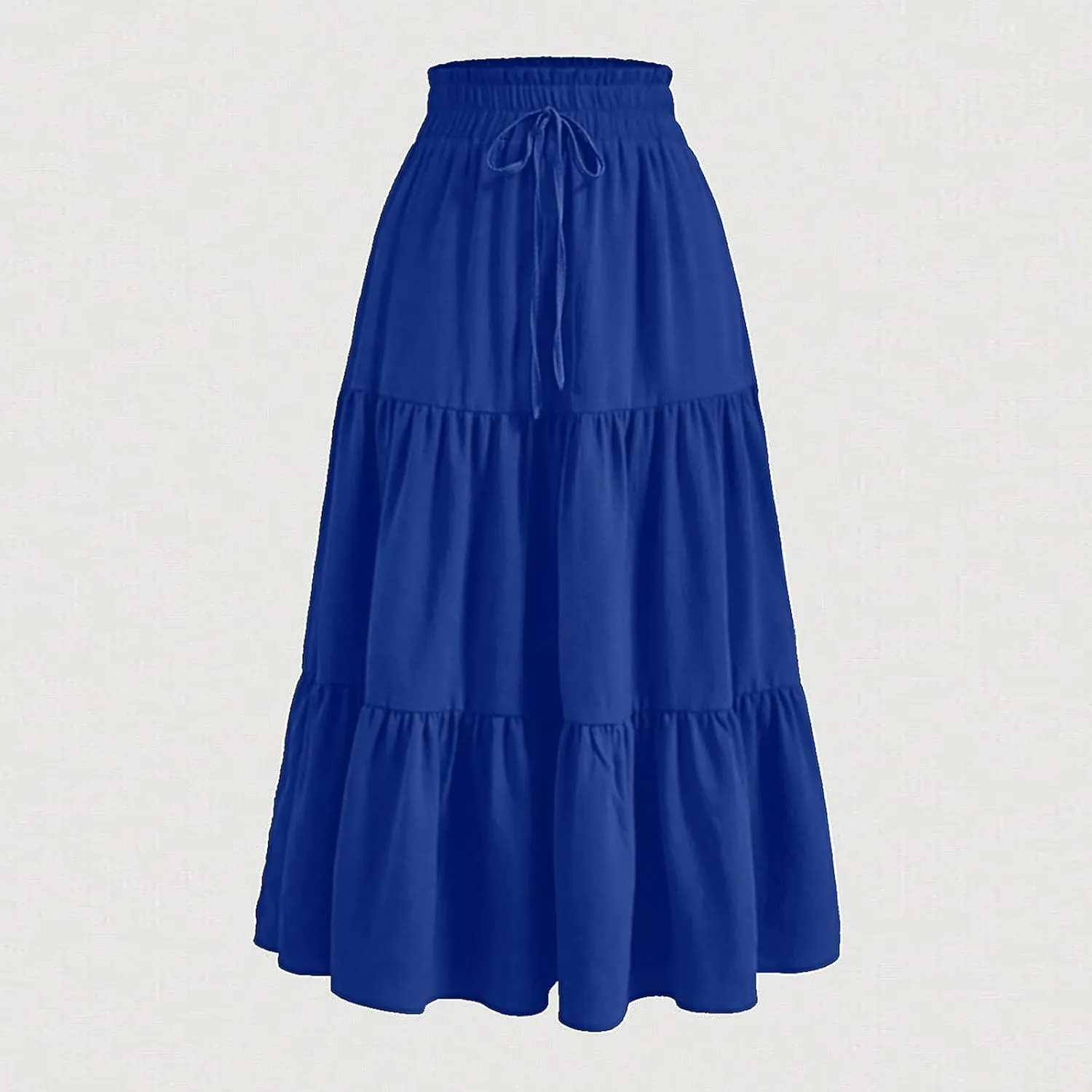 Women's Summer Bohemian Print A-Line Maxi Skirt Elastic Waist High Waist Beach Outfits Casual Tiered Long Skirt