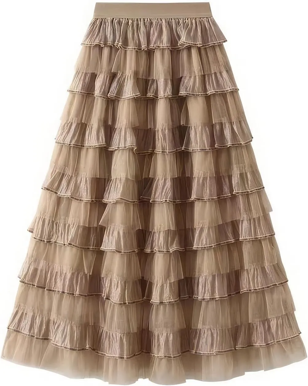 Women's Summer Elastic Waist High Waist Beach Outfits A-Line Tiered Maxi Skirt Bohemian Print Casual Long Skirt