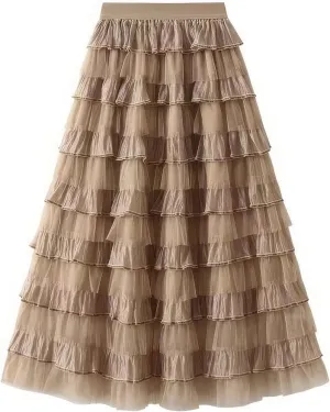 Women's Summer Elastic Waist High Waist Beach Outfits A-Line Tiered Maxi Skirt Bohemian Print Casual Long Skirt