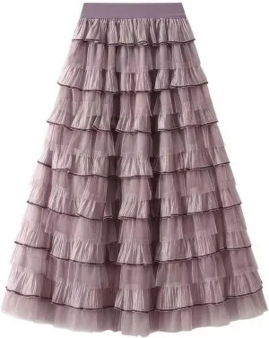 Women's Summer Elastic Waist Tiered Maxi Skirt High Waist Casual Beach Outfits Bohemian Print A-Line Long Skirt