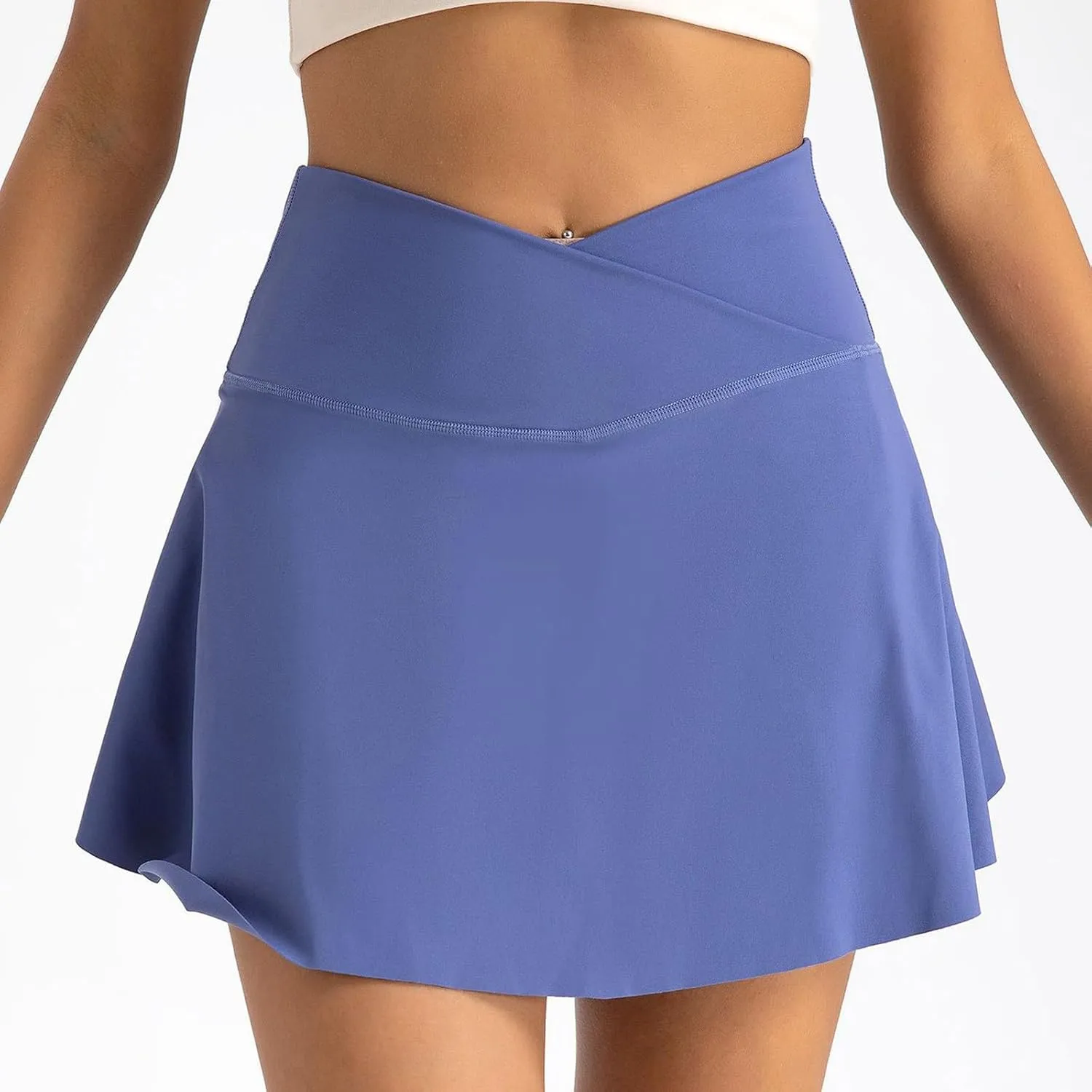 Womens Tennis Skirt Crossover High Waisted Athletic Skorts with Pockets Cute Summer Mini Flowy Workout Golf Skirts