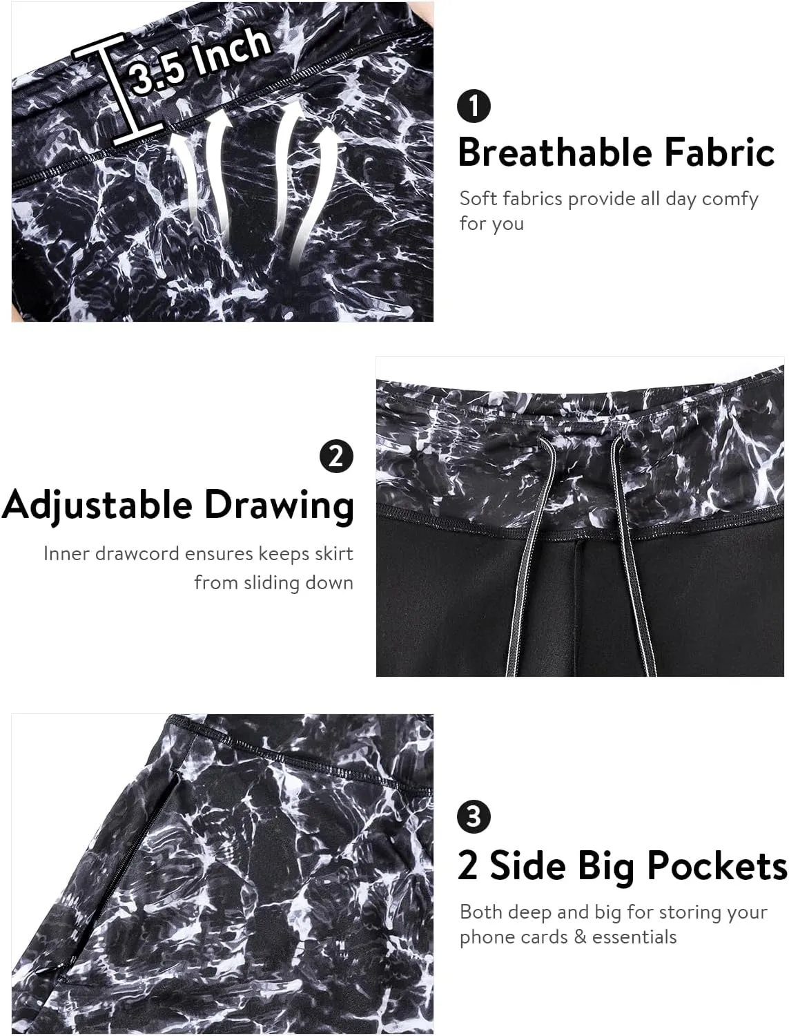 Womens-Tennis-Skirts-with-Leggings 23"-Knee-Length-Capris Athletic-Modest Midi-Skorts - Workout Casual Golf Pockets