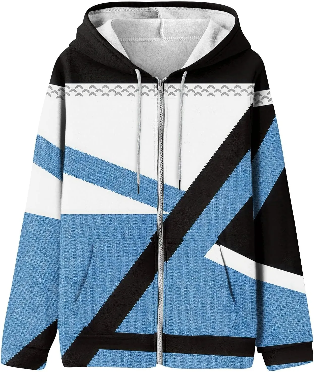 Women's Tie-Dye/White Zip-Up Hoodie With Pockets, Striped, Long Sleeve, S-3XL