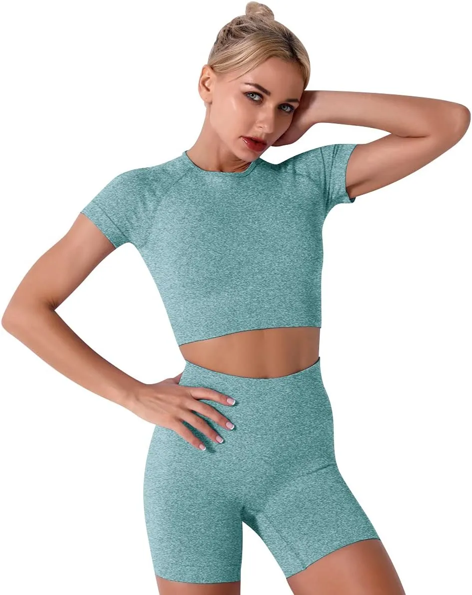 Women's Yoga Outfit Seamless Workout Set High Waist Exercise Shorts Pants with Sport Bra 3PCS Tracksuit Gym Tracksuits