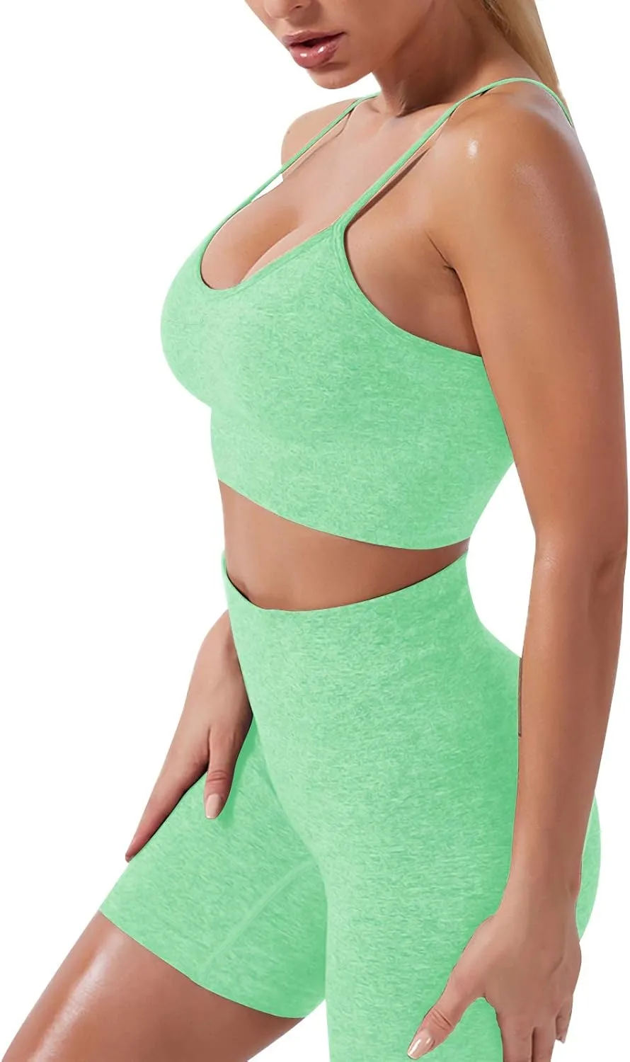 Women's Yoga Outfit Seamless Workout Set High Waist Exercise Shorts Pants with Sport Bra 3PCS Tracksuit Gym Tracksuits