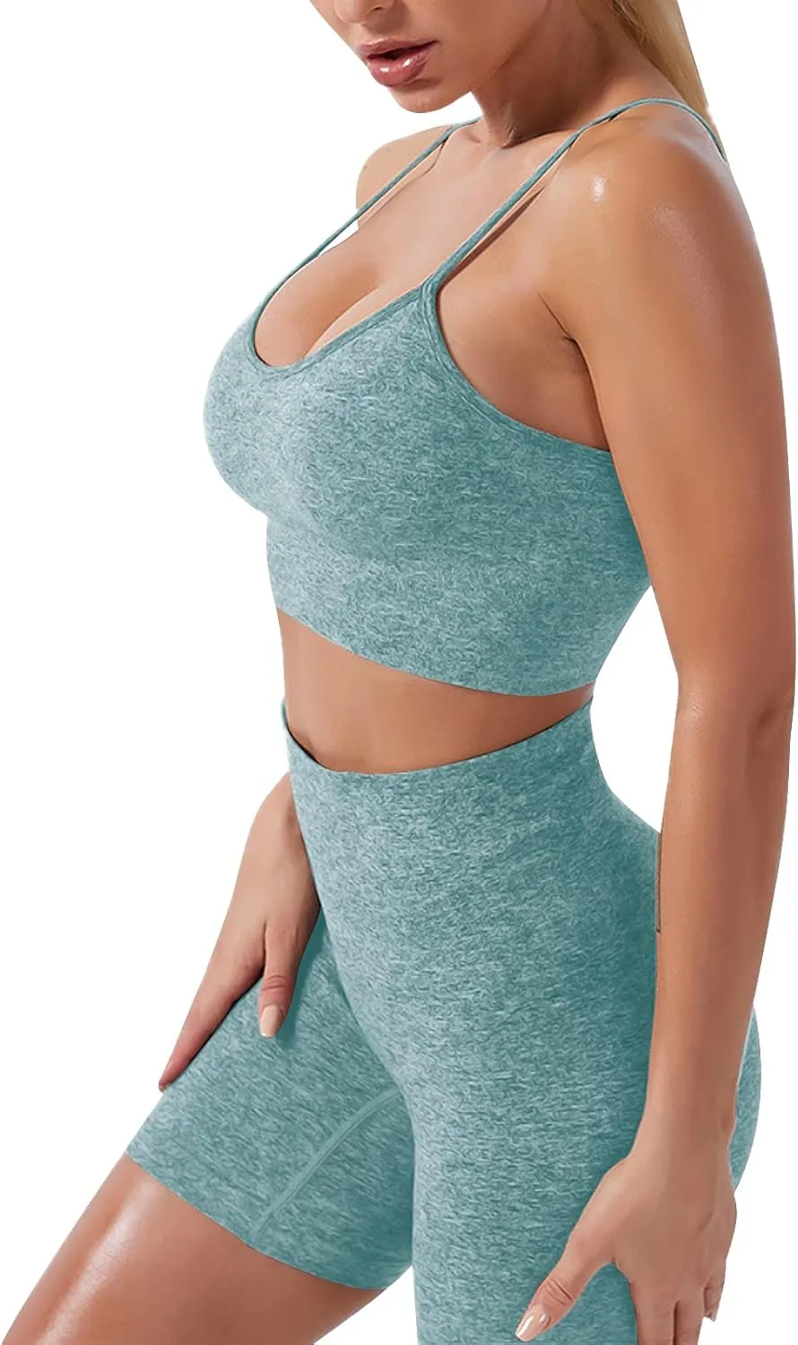Women's Yoga Outfit Seamless Workout Set High Waist Exercise Shorts Pants with Sport Bra 3PCS Tracksuit Gym Tracksuits