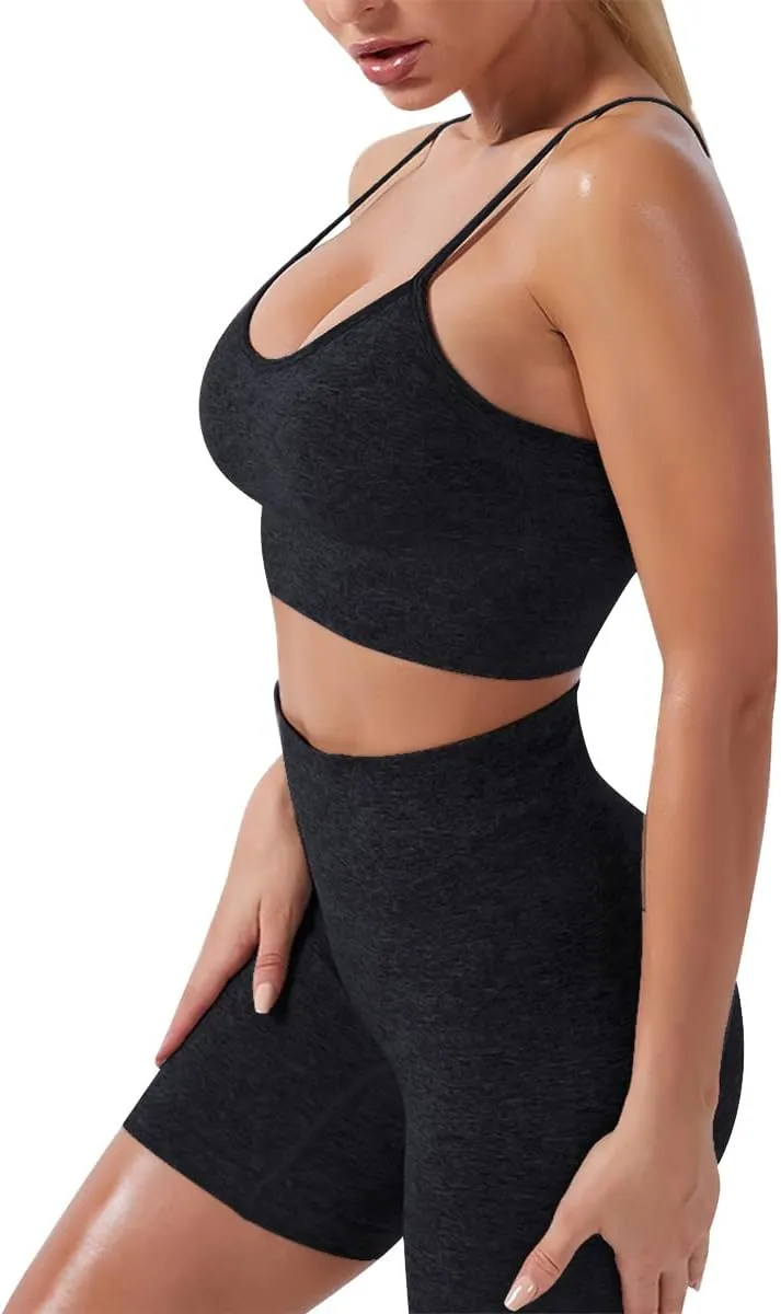 Women's Yoga Outfit Seamless Workout Set High Waist Exercise Shorts Pants with Sport Bra 3PCS Tracksuit Gym Tracksuits