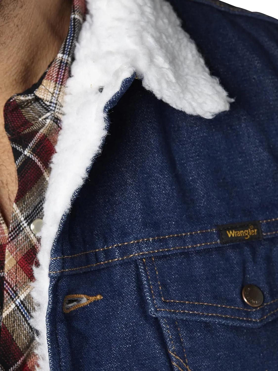Wrangler Men's Sherpa Lined Denim Vest