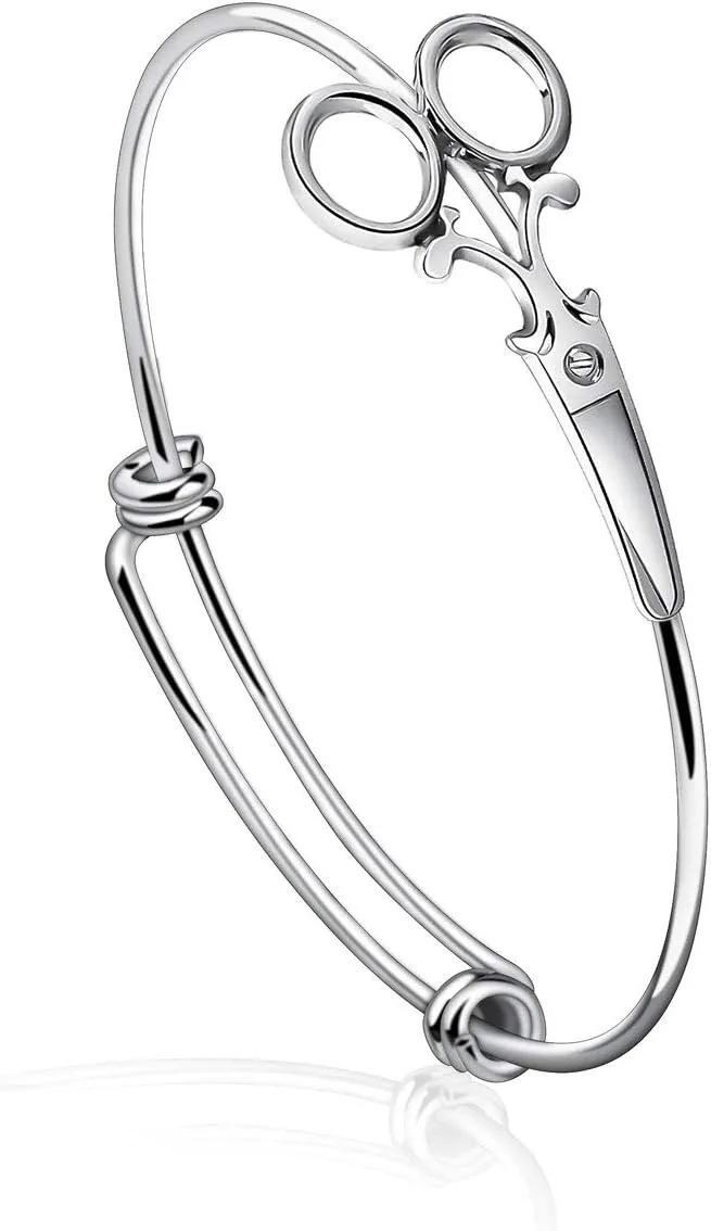 WUSUANED Scissor Shear Adjustable Expandable Wire Bangle Bracelet for Hairdresser Seamstress