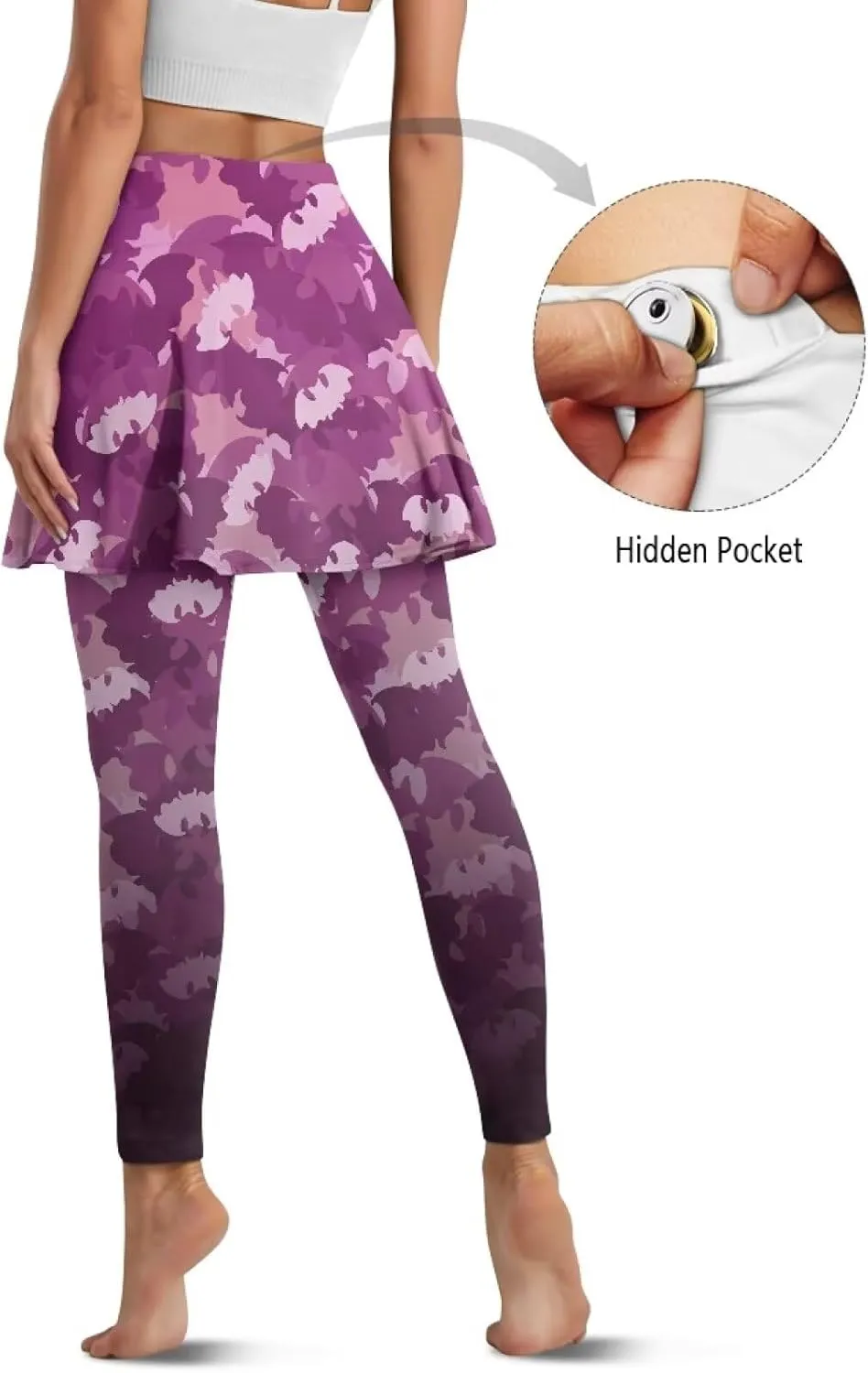 Xoenoiee Tennis Skirted Leggings with Pocket for Women Active Skort Athletic Ruffle Pleated Golf Skapri with Skirt