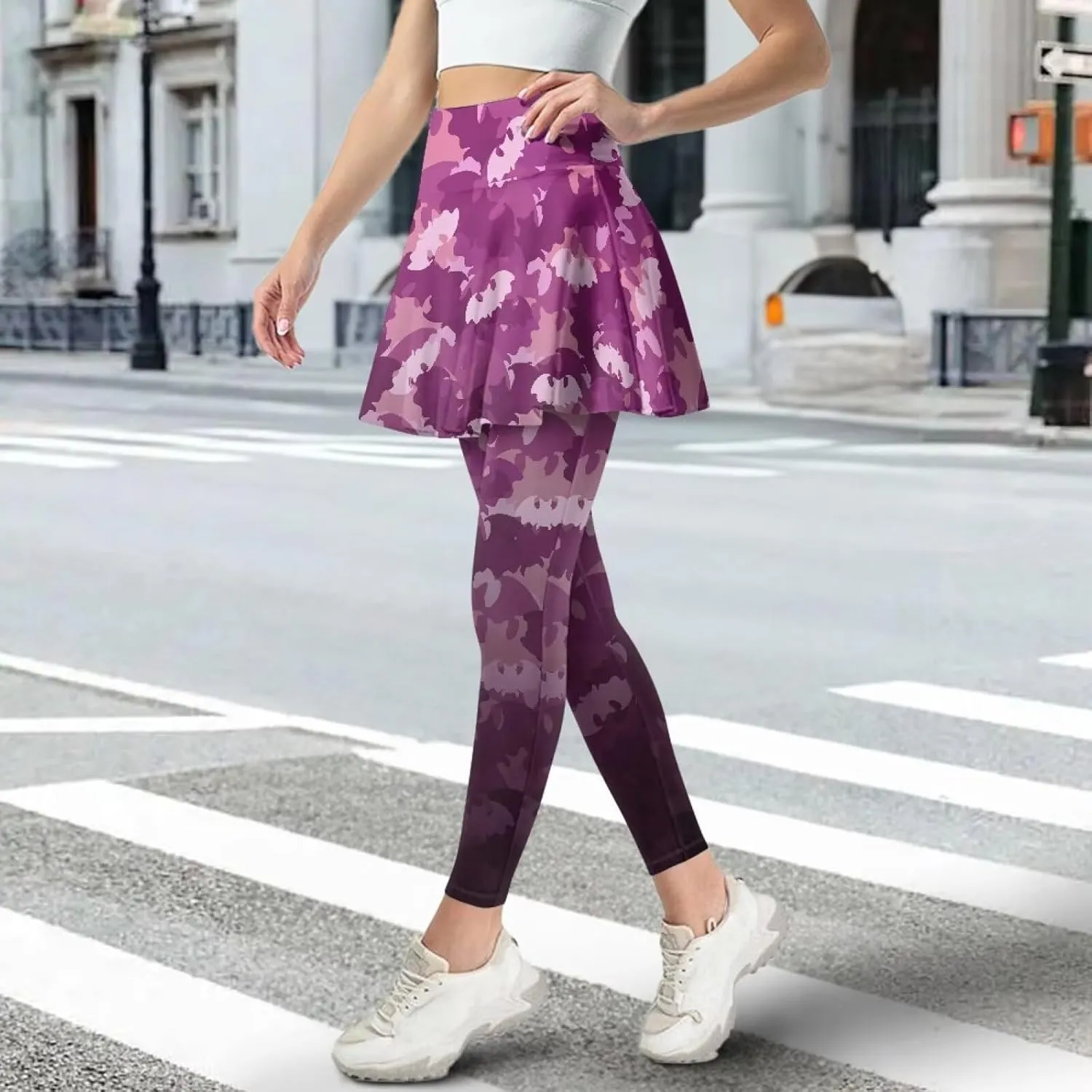 Xoenoiee Tennis Skirted Leggings with Pocket for Women Active Skort Athletic Ruffle Pleated Golf Skapri with Skirt