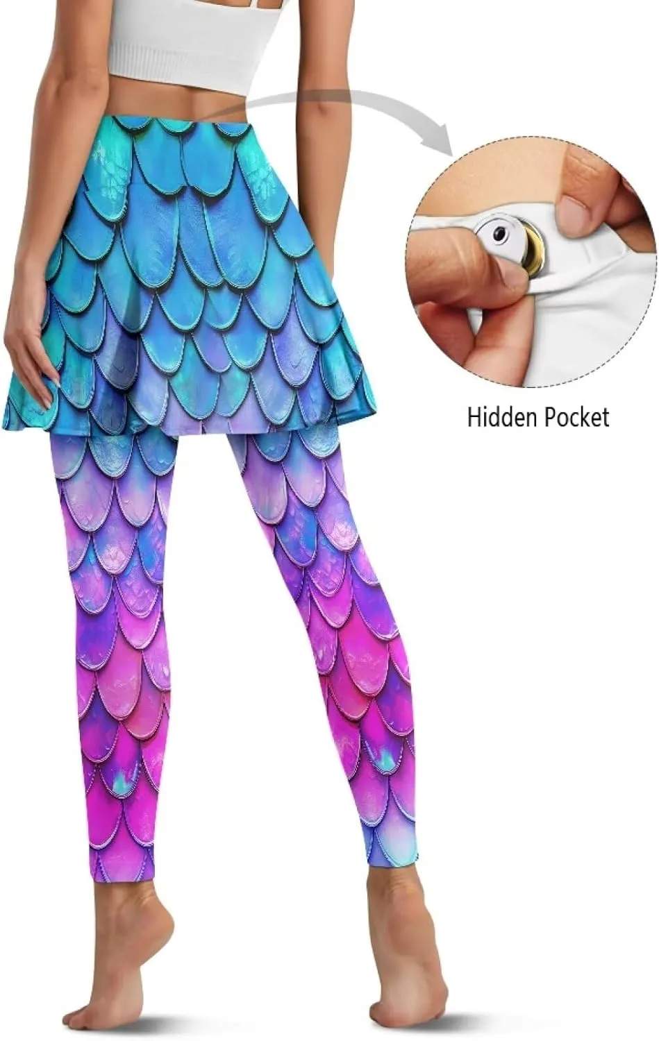 Xoenoiee Tennis Skirted Leggings with Pocket for Women Active Skort Athletic Ruffle Pleated Golf Skapri with Skirt