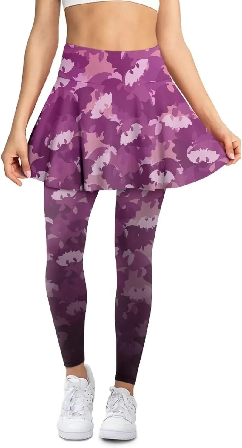 Xoenoiee Tennis Skirted Leggings with Pocket for Women Active Skort Athletic Ruffle Pleated Golf Skapri with Skirt