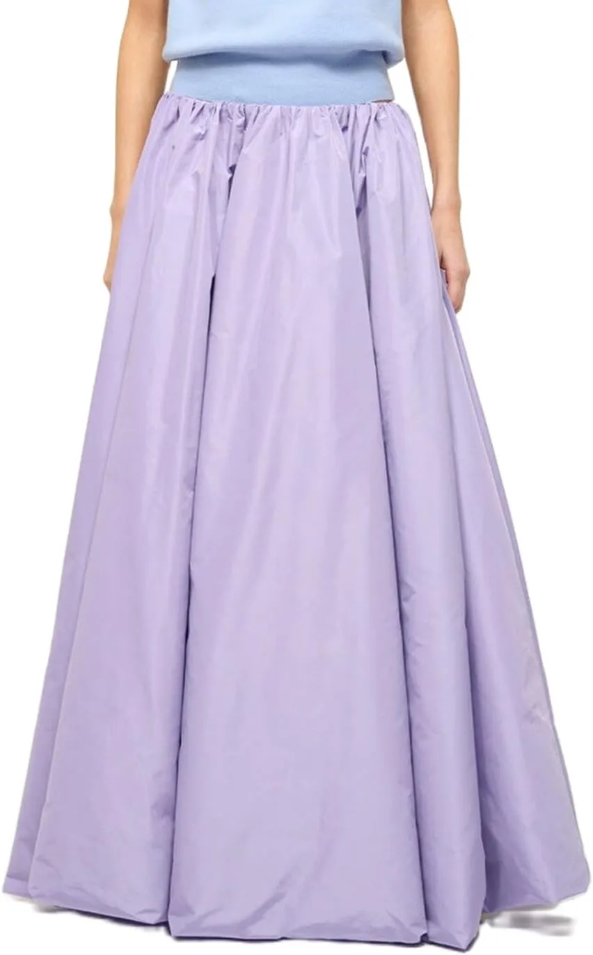 Y2k Bubble Maxi Skirt for Women Boho High Elastic Waist A Line Pleated Long Skirt Ruffle Smocked Midi Skirt
