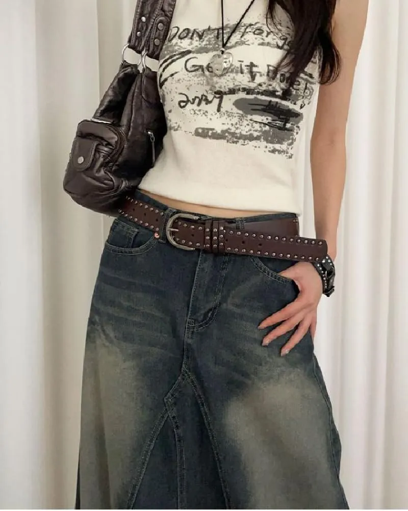 YCMI Womens Circle Studded Leather Belt, Punk Rock Rivets-Belt Ladies Belt for Jeans Pants Dresses,PU Leather Belt for Women