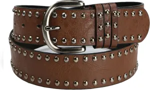YCMI Womens Circle Studded Leather Belt, Punk Rock Rivets-Belt Ladies Belt for Jeans Pants Dresses,PU Leather Belt for Women