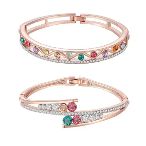 Yellow Chimes Bracelets for Women Combo of 2 Pcs Valentine Gifts MultiColor Swiss Cubic Zircon Crystal Bracelets for Women and Girls