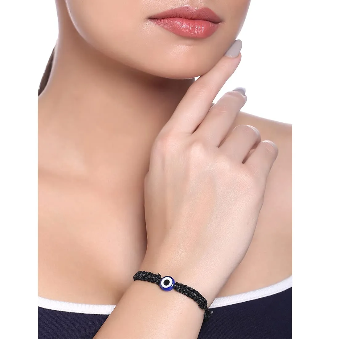 Yellow Chimes Evil Eye Bracelet for Women 4 Pcs Combo Evil Eye Multicolor Beads Bracelets Stretchable Threaded Bracelets for Women and Girls.
