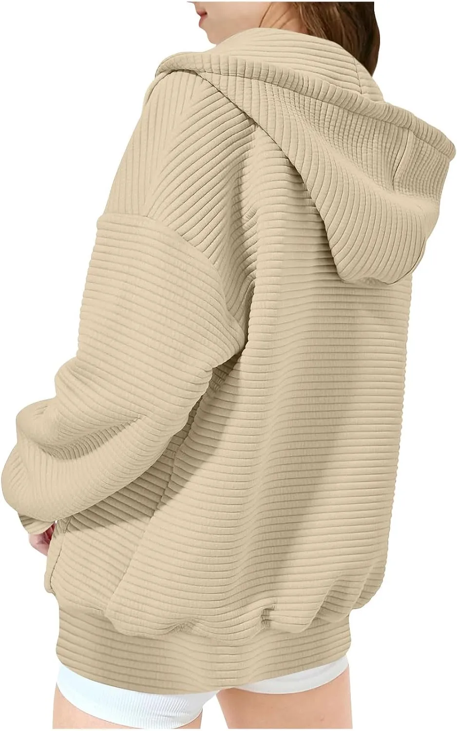 ZDRZK Girls Oversized Sweatshirt Long Sleeve Full Zip Casual Hooded Sweatshirts Fashion Teen Girl Y2K Jacket with Pockets