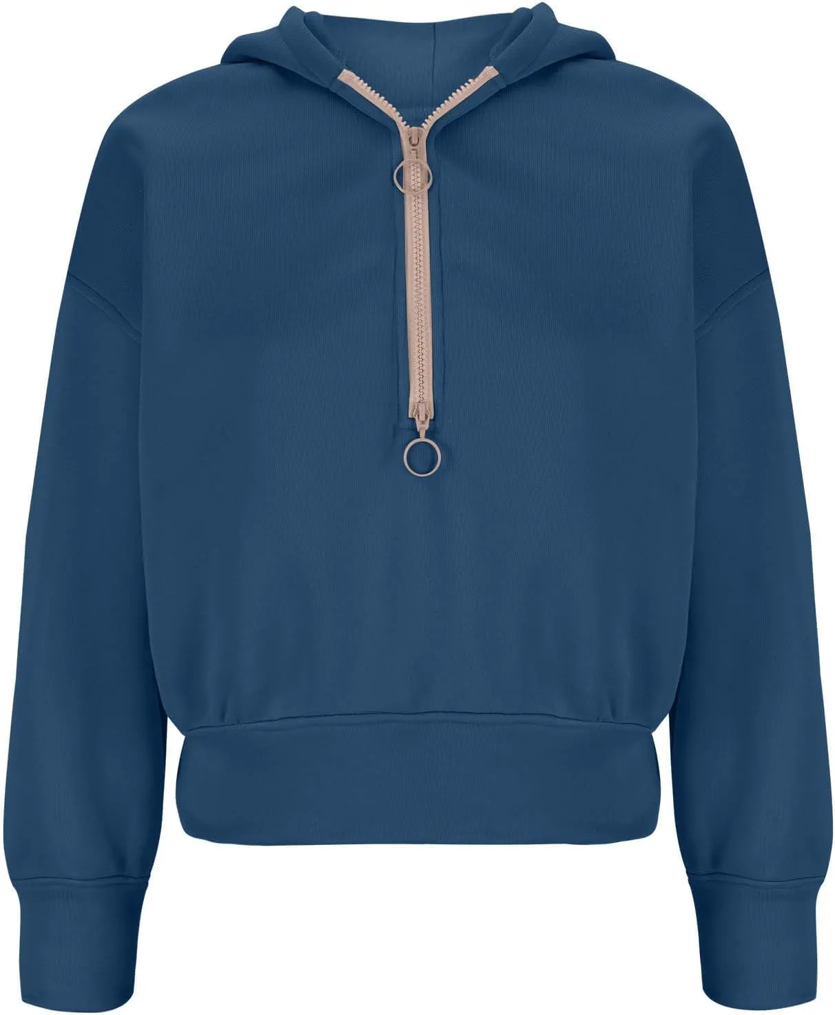 ZDRZK Half Zip Cropped Pullover Hoodies for Women Trendy 2024 Fashion Fall Y2K Sweatshirts Casual Loose Cute Shirts Tops
