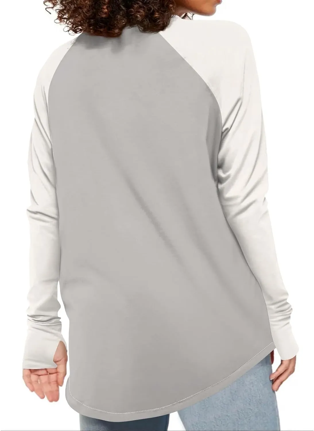 ZDRZK Oversized Sweatshirt For Women Color Block Long Sleeve Thumb Hole Pullover Tops Crewneck Casual Lightweight Shirts