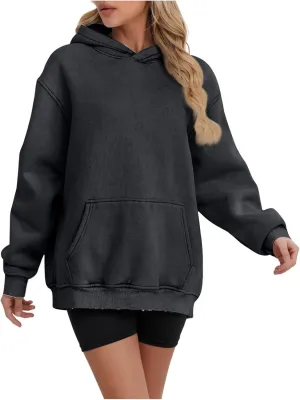 ZDRZK Plus Size Hoodies for Women Long Sleeve Shoulder Drop Sweatshirts Fall Winter Casual Fleece Loose Fit Tops Outfits