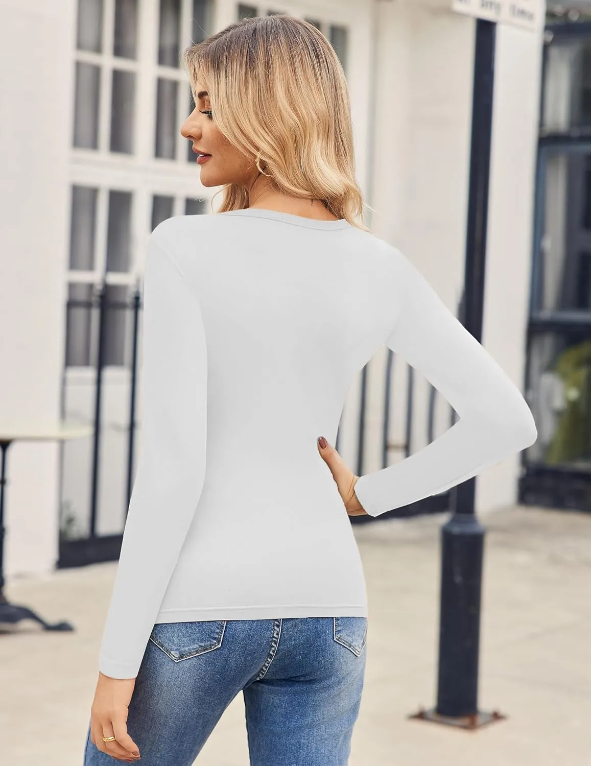 Zeagoo Women 2 Pack Long Sleeve Shirts V Neck T Shirts Casual Thermal Tops Slim Fit Basic Tight Tees Going Out Top